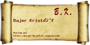 Bajer Kristóf névjegykártya