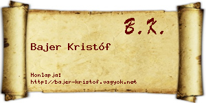Bajer Kristóf névjegykártya